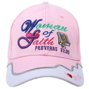 WOMEN OF FAITH Pink Embroidered Christian Ball Cap - New With Tags Women's OS